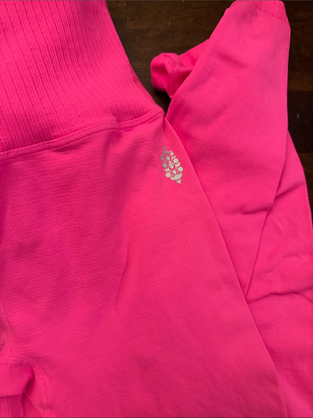Free People Hot Pink Leggings with Reflective Floral Logo
